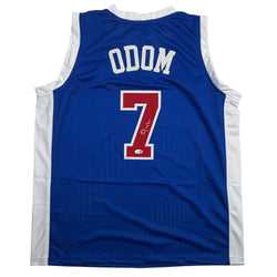 Autographed/Signed Lamar Odom Los Angeles Blue Basketball Jersey JSA COA (ONLINE ORDER ONLY)