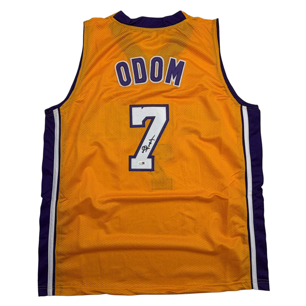 Autographed/Signed Lamar Odom Los Angeles Yellow Basketball Jersey JSA COA (ONLINE ORDER ONLY)