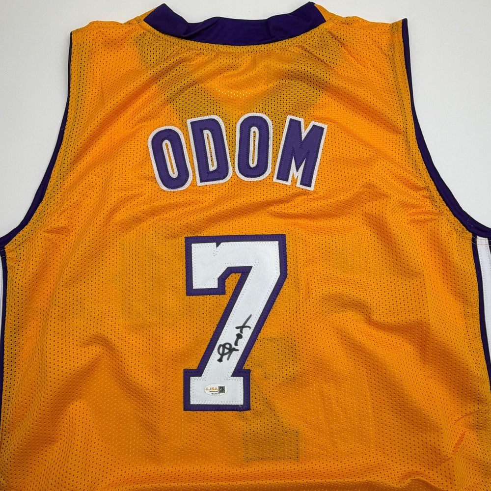Autographed/Signed Lamar Odom Los Angeles Yellow Basketball Jersey JSA COA (ONLINE ORDER ONLY)