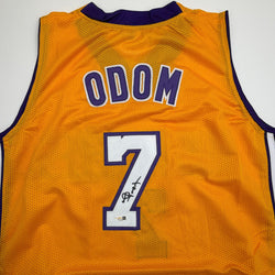 Autographed/Signed Lamar Odom Los Angeles Yellow Basketball Jersey JSA COA (ONLINE ORDER ONLY)