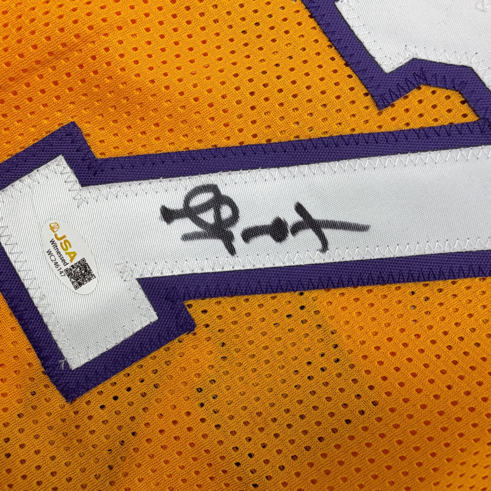 Autographed/Signed Lamar Odom Los Angeles Yellow Basketball Jersey JSA COA (ONLINE ORDER ONLY)