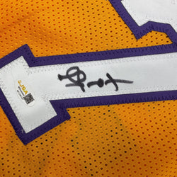 Autographed/Signed Lamar Odom Los Angeles Yellow Basketball Jersey JSA COA (ONLINE ORDER ONLY)