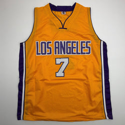 Autographed/Signed Lamar Odom Los Angeles Yellow Basketball Jersey JSA COA (ONLINE ORDER ONLY)