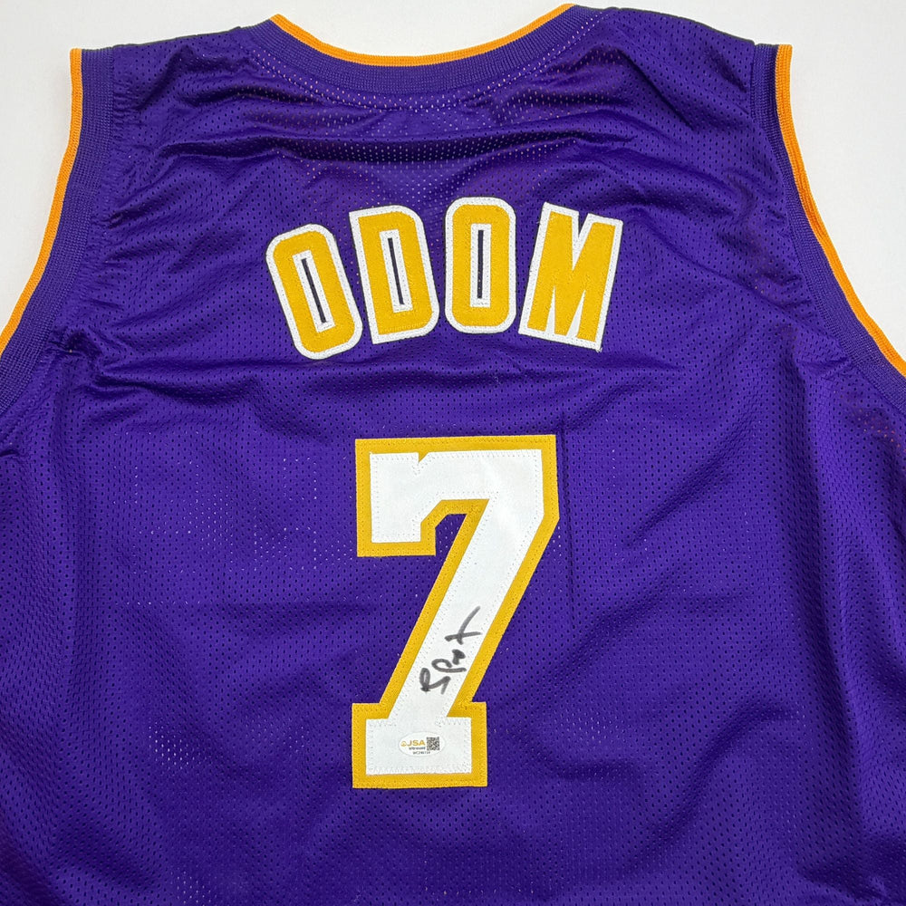 Autographed/Signed Lamar Odom Los Angeles Purple Basketball Jersey JSA COA (ONLINE ORDER ONLY)