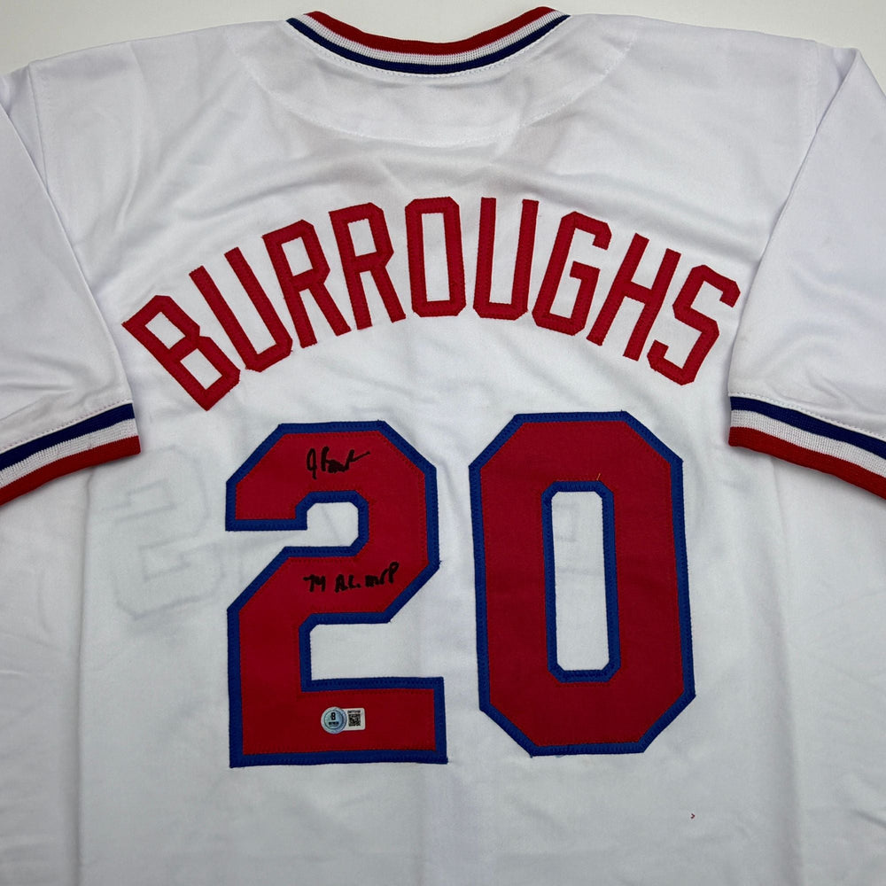 Autographed/Signed Jeff Burroughs Texas White Baseball Jersey Beckett BAS COA (ONLINE ORDER ONLY)