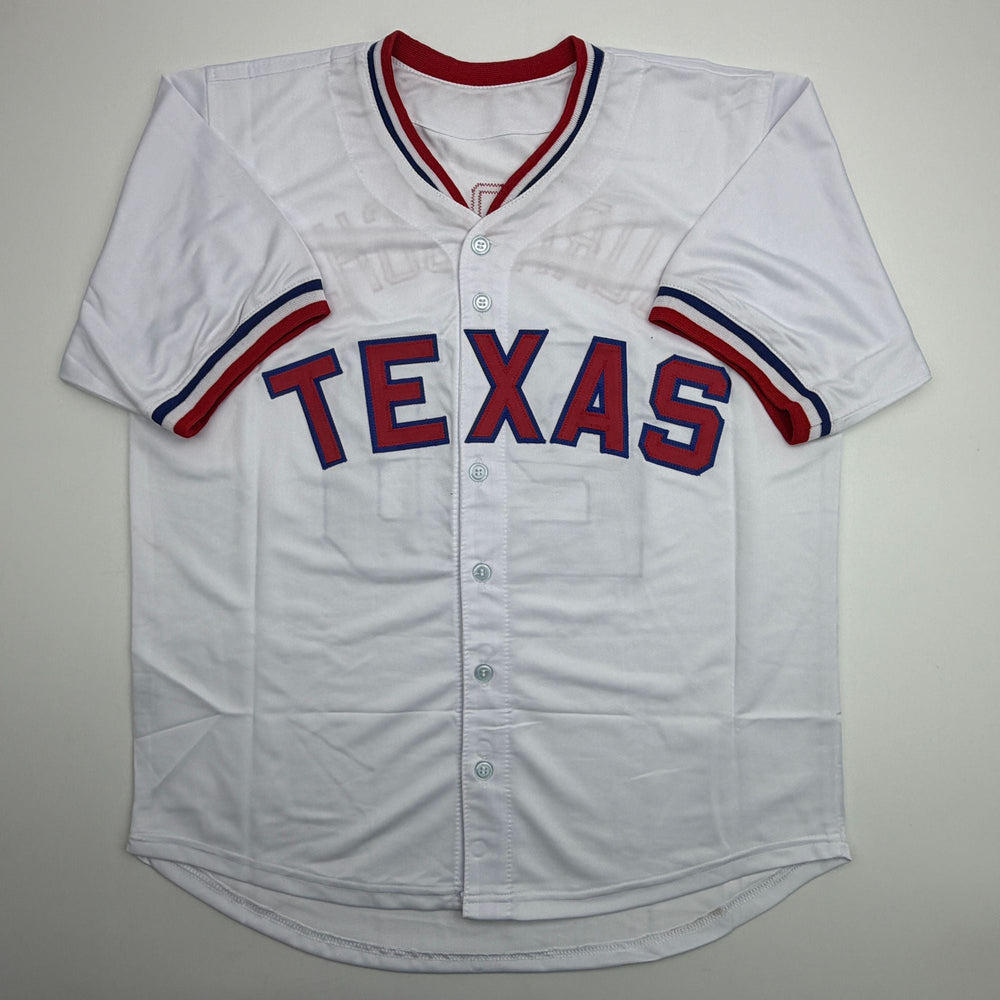 Autographed/Signed Jeff Burroughs Texas White Baseball Jersey Beckett BAS COA (ONLINE ORDER ONLY)