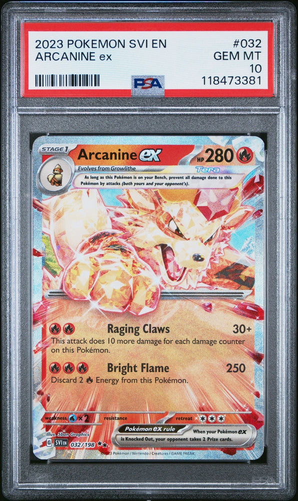 Graded 2023 Pokemon EN Arcanine #032 SVI Trading Card Game PSA 10 Gem Mint (ONLINE ORDER ONLY)