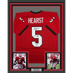 Framed Autographed/Signed Garrison Hearst 35x39 3232 Yards Georgia Red College Football Jersey Beckett BAS COA (ONLINE ORDER ONLY)