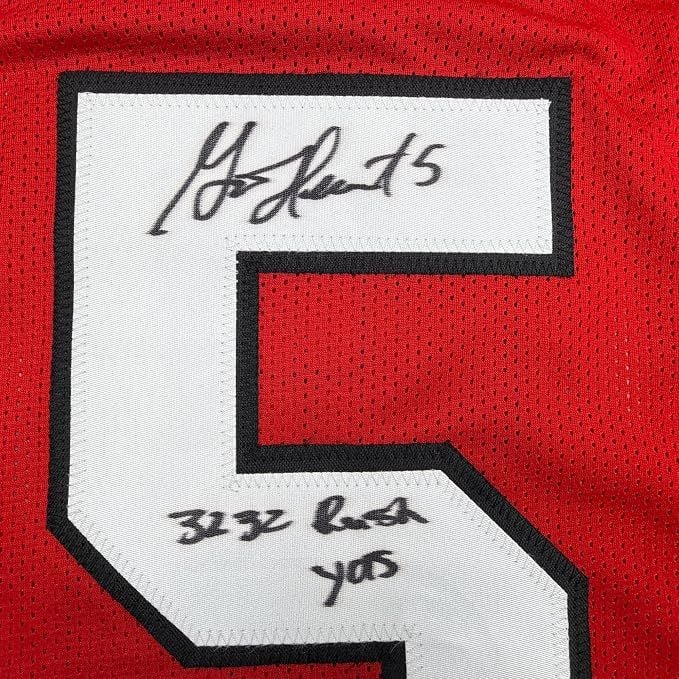 Framed Autographed/Signed Garrison Hearst 35x39 3232 Yards Georgia Red College Football Jersey Beckett BAS COA (ONLINE ORDER ONLY)