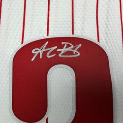 Framed Autographed/Signed Alec Bohm 35x39 Philadelphia Phillies Pinstripe Authentic Baseball Jersey Fanatics & MLB COA (ONLINE ORDER ONLY)