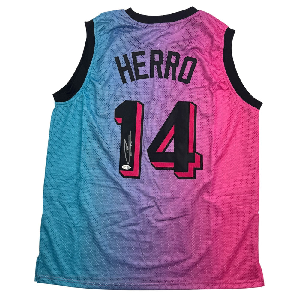 Autographed/Signed Tyler Herro Miami Vice Basketball Jersey JSA COA (ONLINE ORDER ONLY)
