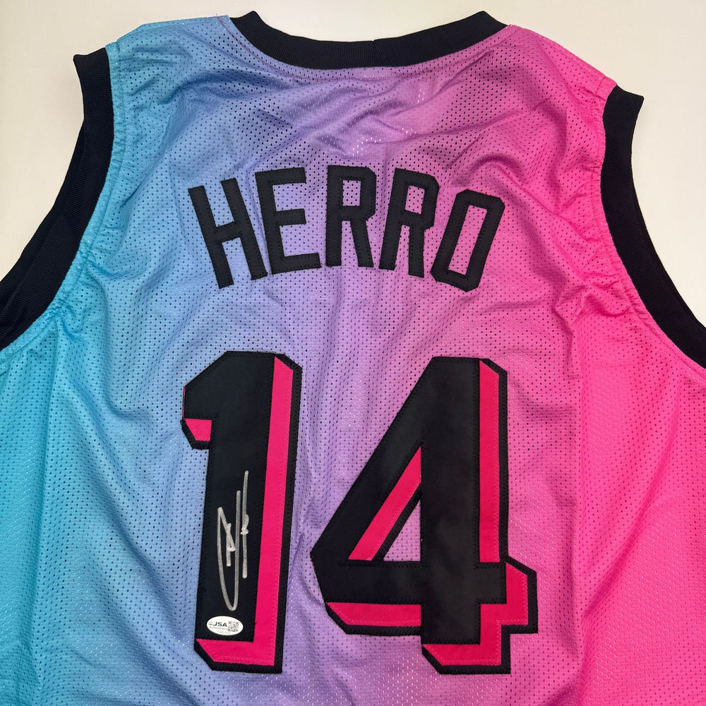Autographed/Signed Tyler Herro Miami Vice Basketball Jersey JSA COA (ONLINE ORDER ONLY)