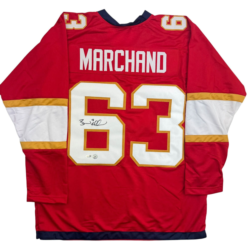 Autographed/Signed Brad Marchand Florida Red Hockey Jersey JSA COA (ONLINE ORDER ONLY)
