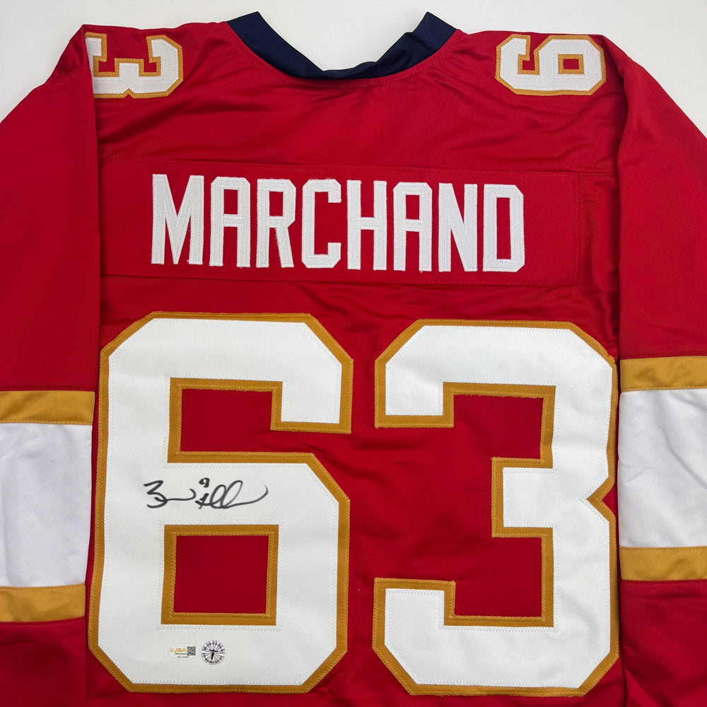 Autographed/Signed Brad Marchand Florida Red Hockey Jersey JSA COA (ONLINE ORDER ONLY)