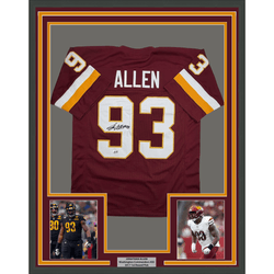 Framed Autographed/Signed Jonathan Allen 35x39 Washington Maroon Football Jersey JSA COA (ONLINE ORDER ONLY)