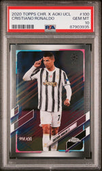 Graded 2020 Topps Chrome UCL Cristiano Ronaldo #100 x Steve Aoki UEFA Champions League Neon Future Soccer Card PSA 10 Gem Mint (ONLINE ORDER ONLY)