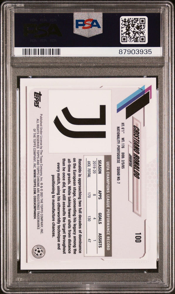 Graded 2020 Topps Chrome UCL Cristiano Ronaldo #100 x Steve Aoki UEFA Champions League Neon Future Soccer Card PSA 10 Gem Mint (ONLINE ORDER ONLY)