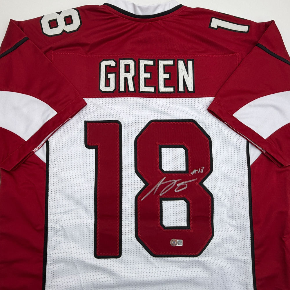 Autographed/Signed AJ Green Arizona White Football Jersey Beckett BAS COA (ONLINE ORDER ONLY)