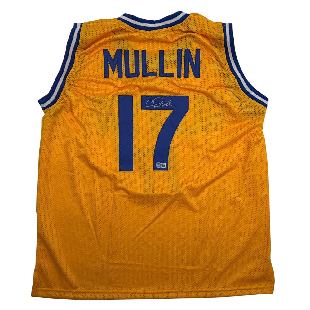 Autographed/Signed Chris Mullin Golden State Yellow Basketball Jersey Beckett BAS COA (ONLINE ORDER ONLY)