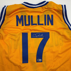 Autographed/Signed Chris Mullin Golden State Yellow Basketball Jersey Beckett BAS COA (ONLINE ORDER ONLY)
