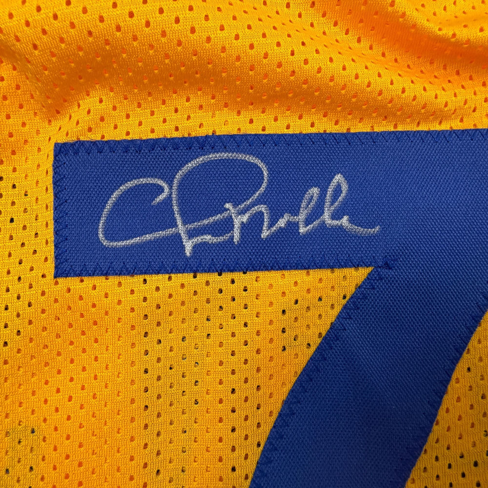Autographed/Signed Chris Mullin Golden State Yellow Basketball Jersey Beckett BAS COA (ONLINE ORDER ONLY)