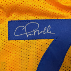 Autographed/Signed Chris Mullin Golden State Yellow Basketball Jersey Beckett BAS COA (ONLINE ORDER ONLY)