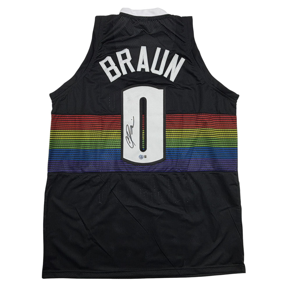 Autographed/Signed Christian Braun Denver Black Rainbow Basketball Jersey Beckett BAS COA (ONLINE ORDER ONLY)