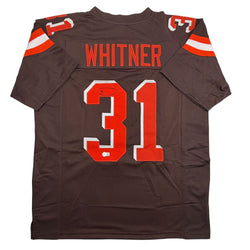 Autographed/Signed Donte Whitner Cleveland Brown Football Jersey Beckett BAS COA (ONLINE ORDER ONLY)