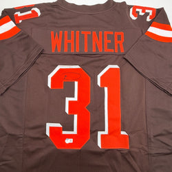 Autographed/Signed Donte Whitner Cleveland Brown Football Jersey Beckett BAS COA (ONLINE ORDER ONLY)