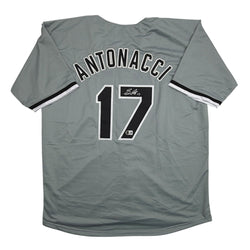 Autographed/Signed Sam Antonacci Chicago Grey Baseball Jersey Beckett BAS COA (ONLINE ORDER ONLY)