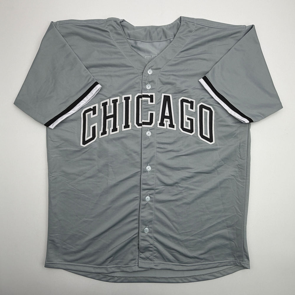 Autographed/Signed Sam Antonacci Chicago Grey Baseball Jersey Beckett BAS COA (ONLINE ORDER ONLY)