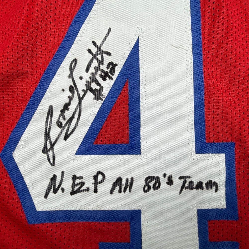 Autographed/Signed Ronnie Lippett New England Red Football Jersey Beckett BAS COA (ONLINE ORDER ONLY)
