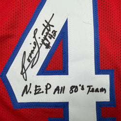 Autographed/Signed Ronnie Lippett New England Red Football Jersey Beckett BAS COA (ONLINE ORDER ONLY)