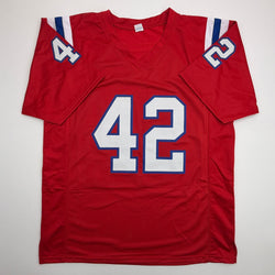 Autographed/Signed Ronnie Lippett New England Red Football Jersey Beckett BAS COA (ONLINE ORDER ONLY)