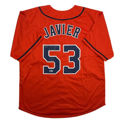 Autographed/Signed Cristian Javier Houston Orange Baseball Jersey Beckett BAS COA (ONLINE ORDER ONLY)