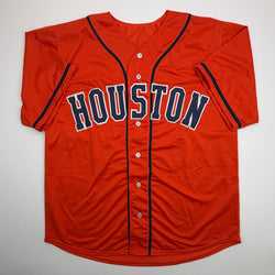 Autographed/Signed Cristian Javier Houston Orange Baseball Jersey Beckett BAS COA (ONLINE ORDER ONLY)