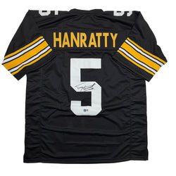 Autographed/Signed Terry Hanratty Pittsburgh Black Football Jersey Beckett BAS COA (ONLINE ORDER ONLY)