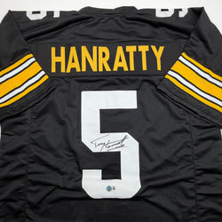 Autographed/Signed Terry Hanratty Pittsburgh Black Football Jersey Beckett BAS COA (ONLINE ORDER ONLY)