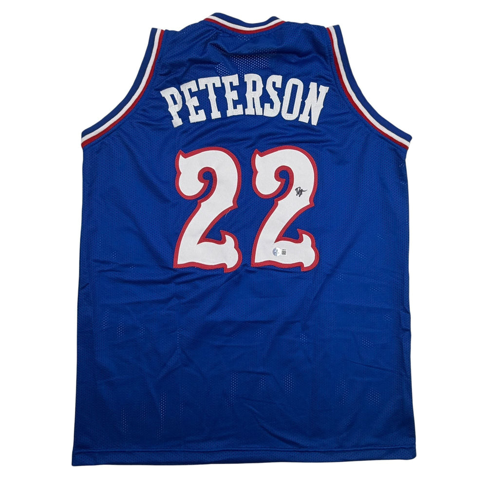 Autographed/Signed Darryn Peterson Kansas Blue College Basketball Jersey Beckett BAS COA (ONLINE ORDER ONLY)