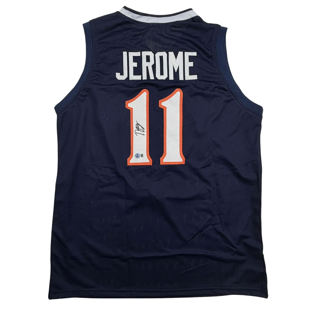 Autographed/Signed Ty Jerome Virginia Blue College Basketball Jersey Beckett BAS COA (ONLINE ORDER ONLY)