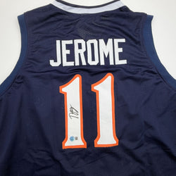 Autographed/Signed Ty Jerome Virginia Blue College Basketball Jersey Beckett BAS COA (ONLINE ORDER ONLY)