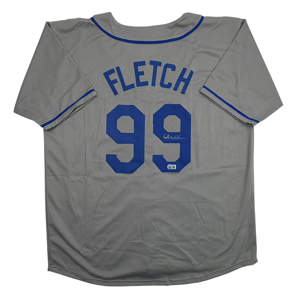 Autographed/Signed Chevy Chase Fletch Los Angeles Grey Baseball Jersey Beckett BAS COA (ONLINE ORDER ONLY)