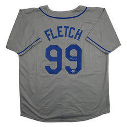 Autographed/Signed Chevy Chase Fletch Los Angeles Grey Baseball Jersey Beckett BAS COA (ONLINE ORDER ONLY)