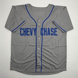 Autographed/Signed Chevy Chase Fletch Los Angeles Grey Baseball Jersey Beckett BAS COA (ONLINE ORDER ONLY)