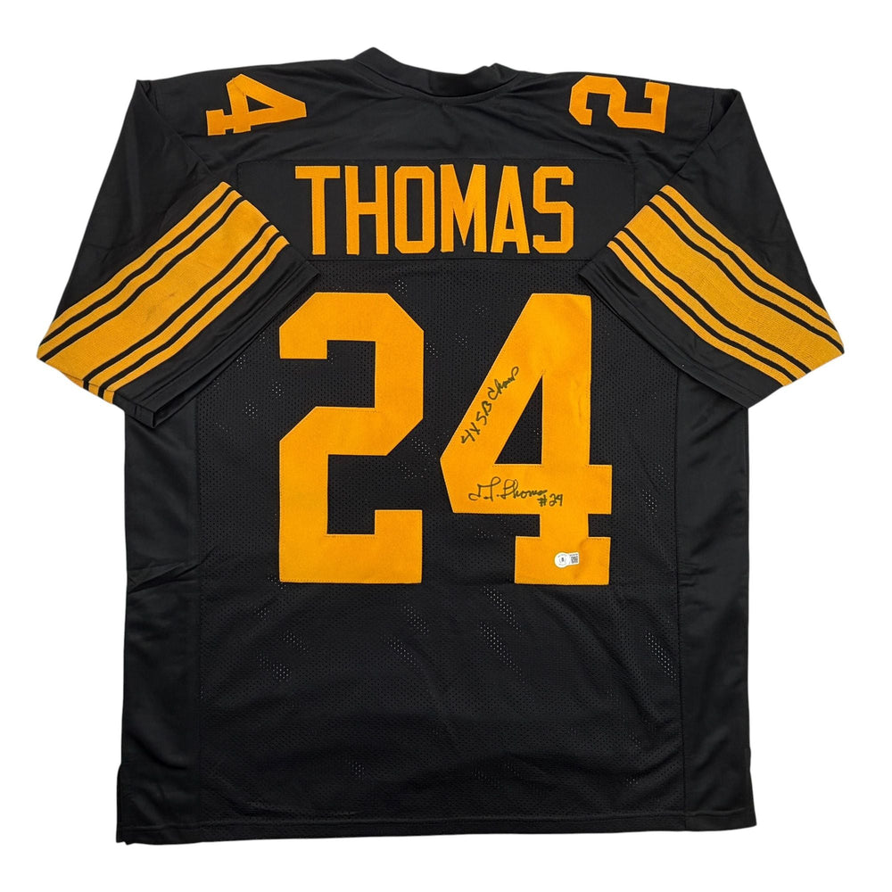 Autographed/Signed JT Thomas Pittsburgh Black Color Rush Football Jersey Beckett BAS COA (ONLINE ORDER ONLY)