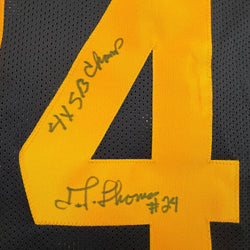 Autographed/Signed JT Thomas Pittsburgh Black Color Rush Football Jersey Beckett BAS COA (ONLINE ORDER ONLY)