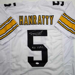 Autographed/Signed Terry Hanratty Pittsburgh White Football Jersey JSA COA (ONLINE ORDER ONLY)