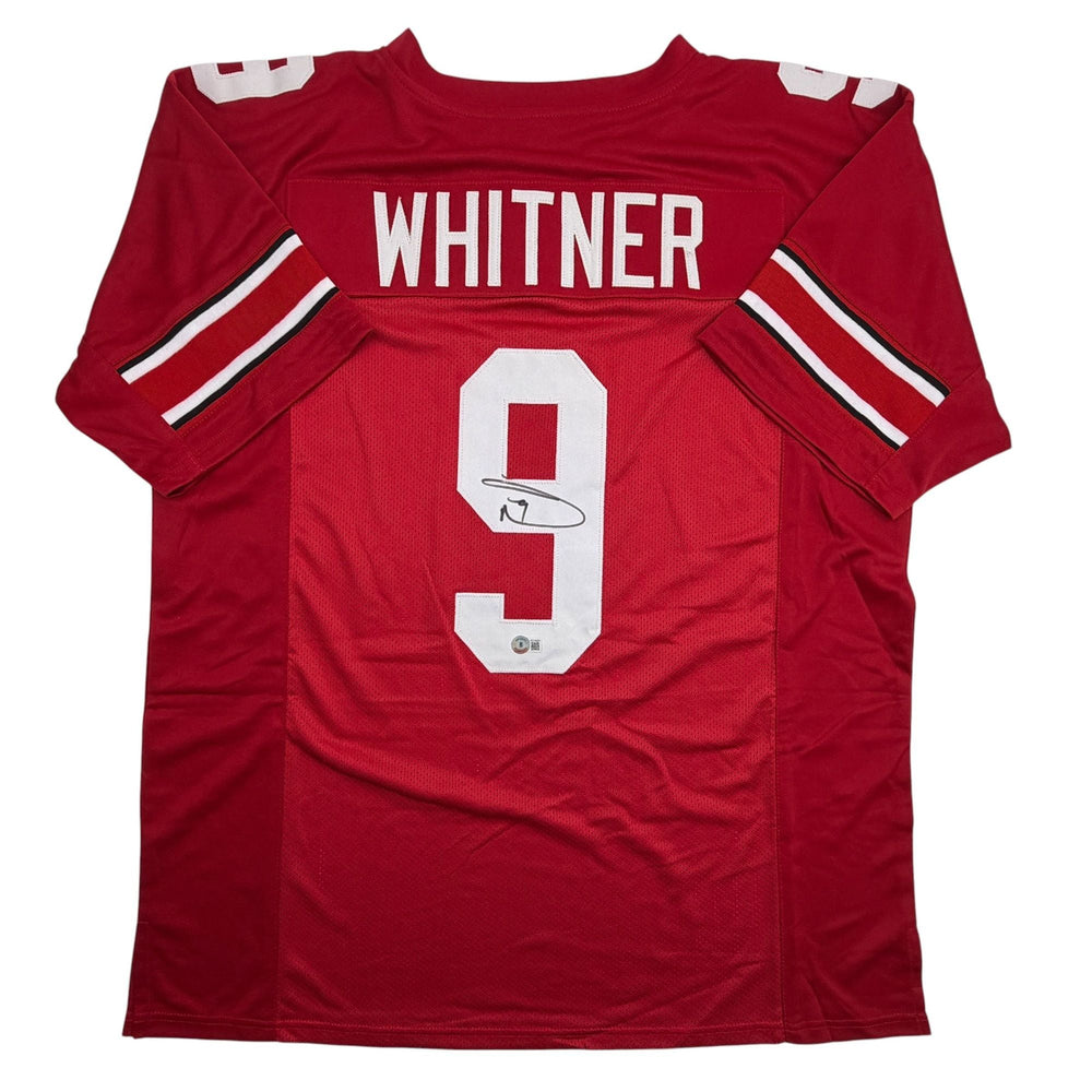 Autographed/Signed Donte Whitner Ohio State Red College Football Jersey Beckett BAS COA (ONLINE ORDER ONLY)