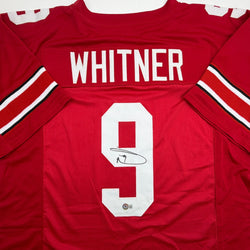 Autographed/Signed Donte Whitner Ohio State Red College Football Jersey Beckett BAS COA (ONLINE ORDER ONLY)