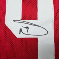 Autographed/Signed Donte Whitner Ohio State Red College Football Jersey Beckett BAS COA (ONLINE ORDER ONLY)